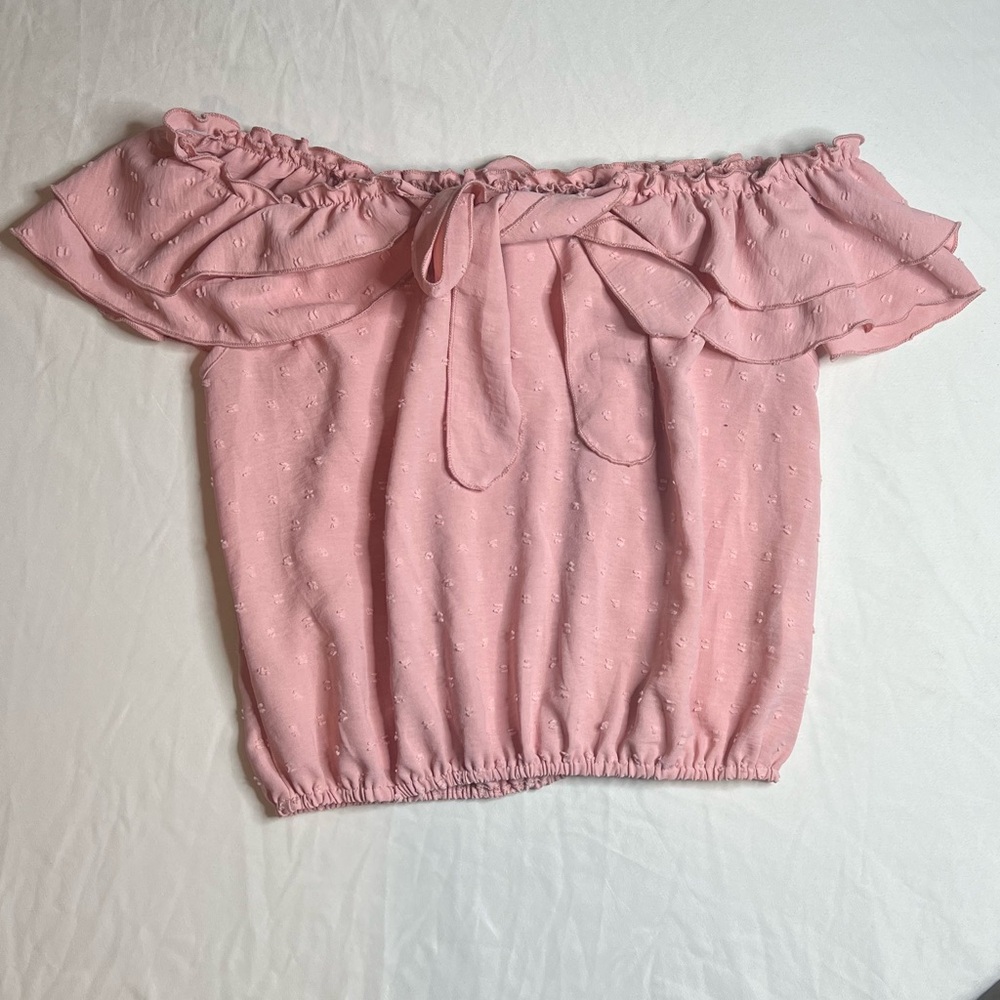Pink Off-Shoulder Ruffle Top